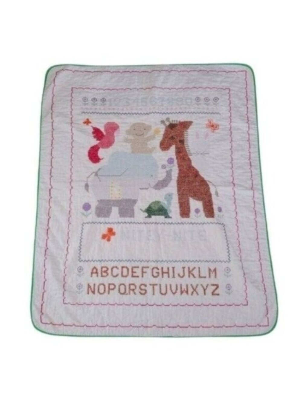 Vintage 80s Nursery Animals Sampler Baby Quilt